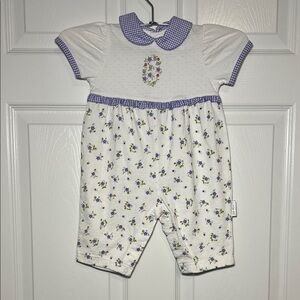 Beautiful Floral Baby Romper with Purple Accents